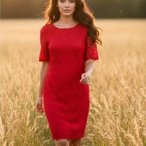 Olivia Matthews Vibrant Red Midi Dress